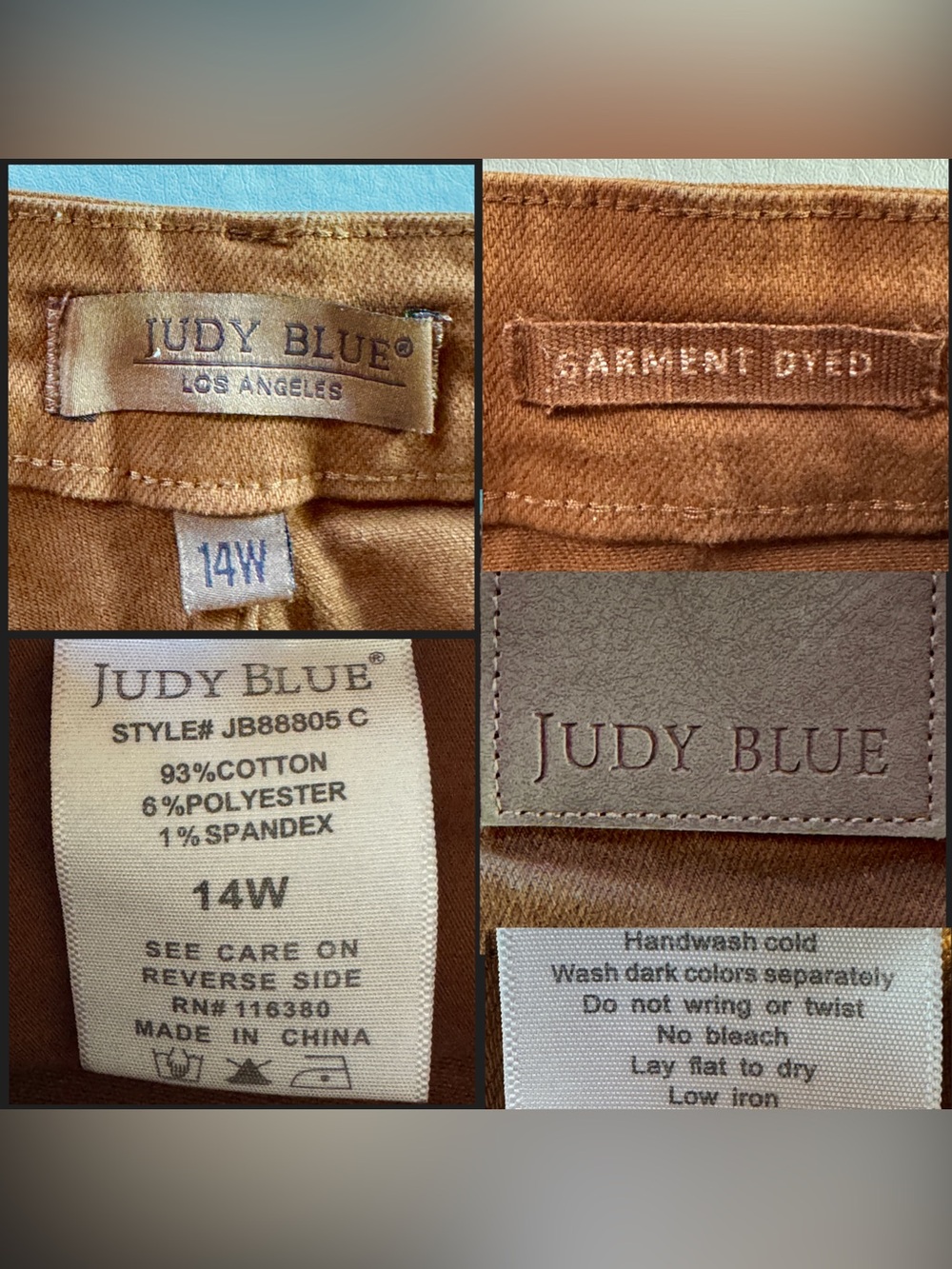 Judy Blue Wide-Leg Cropped Garment Dyed Control Top JB88805 Jeans (14W) - Picture 8 of 15